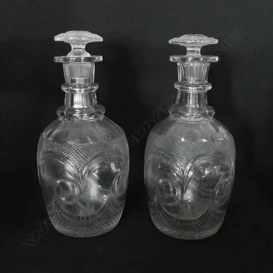 A pair of 19thC Continental crystal decanters,