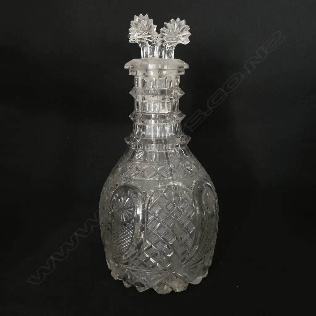 A 19thC Continental crystal four-chamber decanter, Image 1++