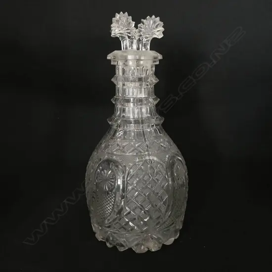 A 19thC Continental crystal four-chamber decanter,