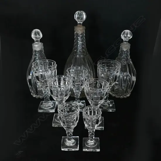 Three 19thC Continental lobed crystal decanters,