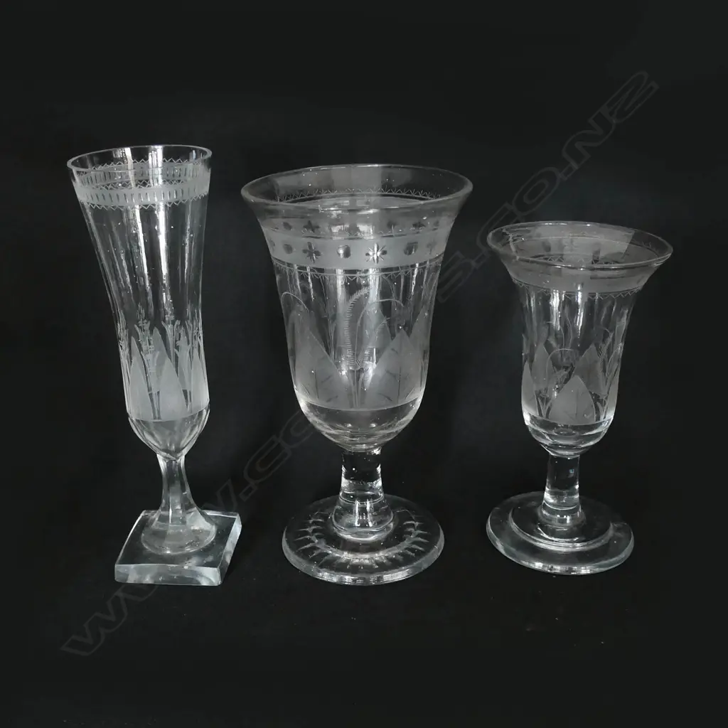 Ten 19thC Continental crystal goblets, Image 1++