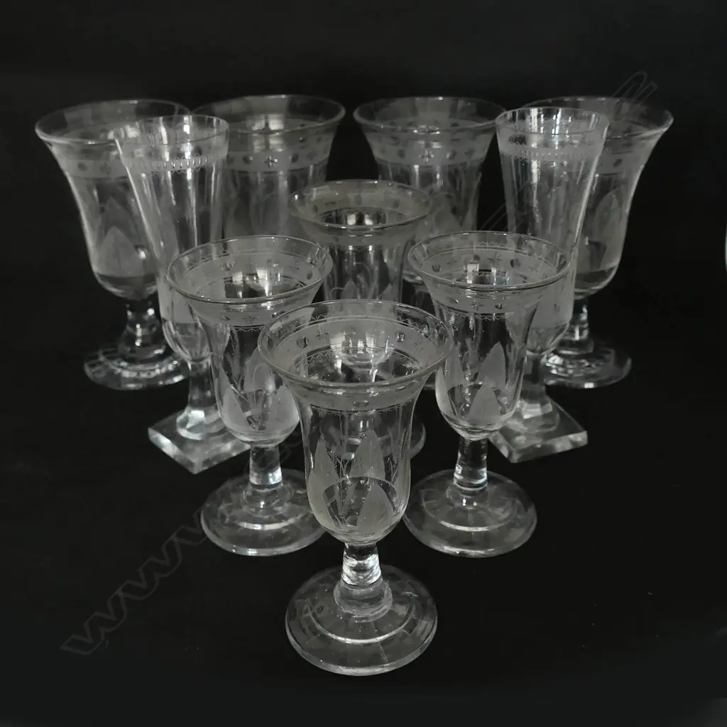 Ten 19thC Continental crystal goblets, Image 1++