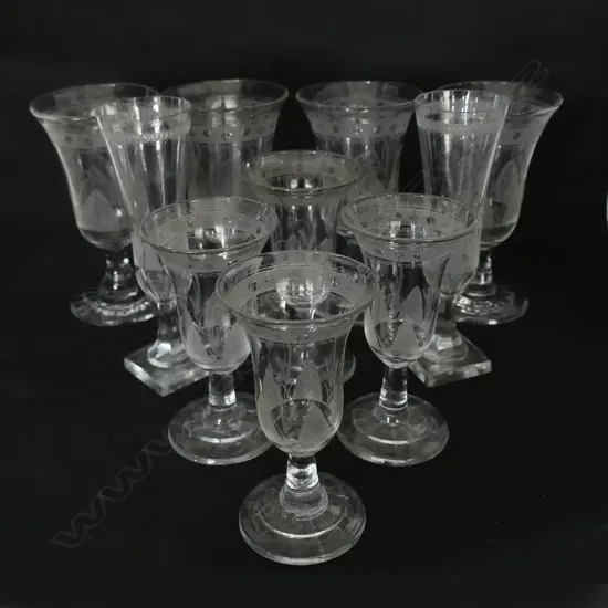 Ten 19thC Continental crystal goblets,
