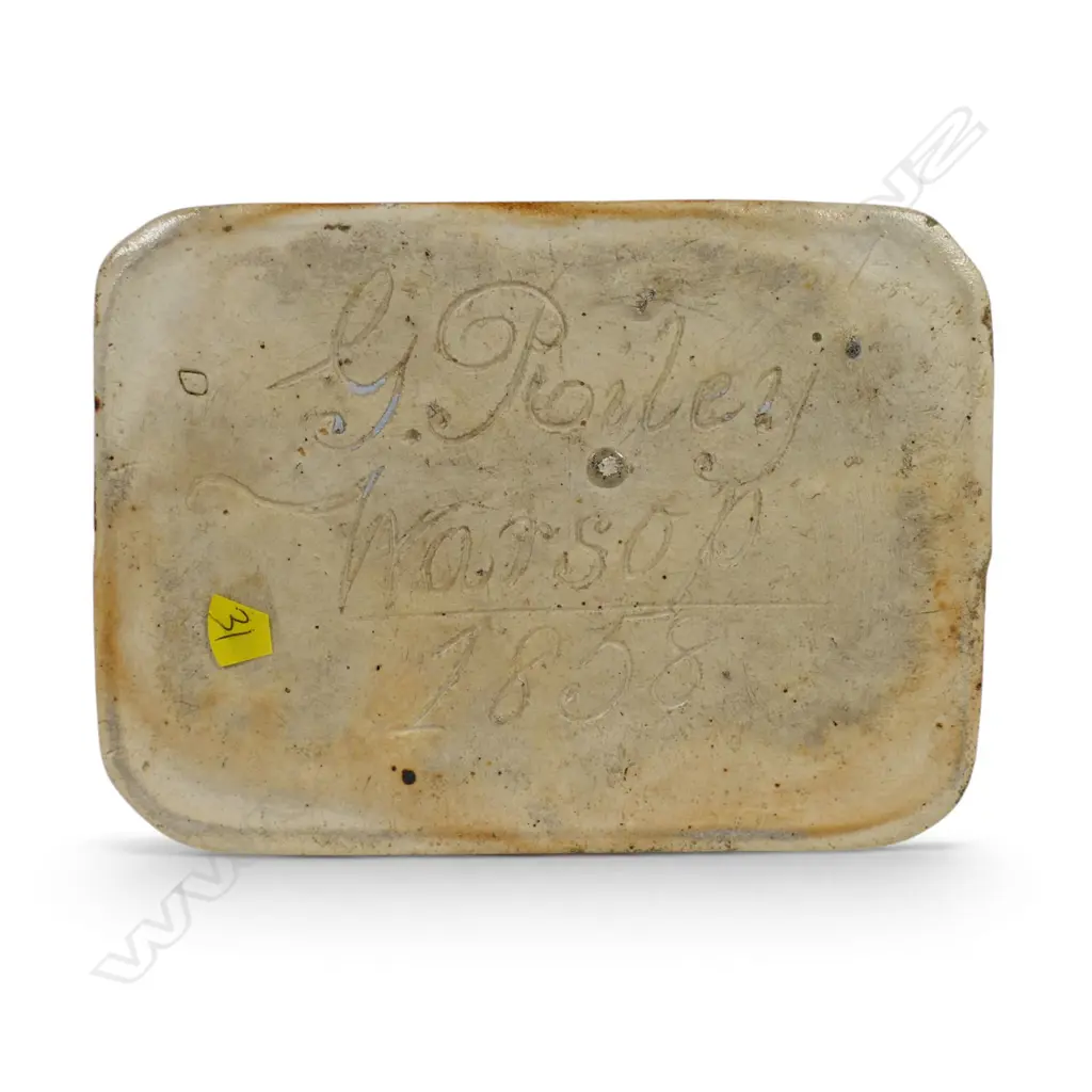 An early Victorian salt glazed Staffordshire lidded tobacco box, Image 1++