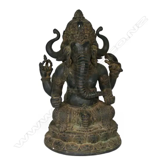 A South East Asian bronze Trimukha Ganesha statue,