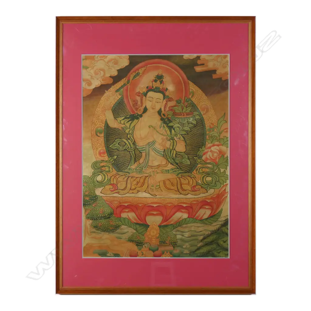 A fine machine embroidered Manjushri Thangka, Image 1++