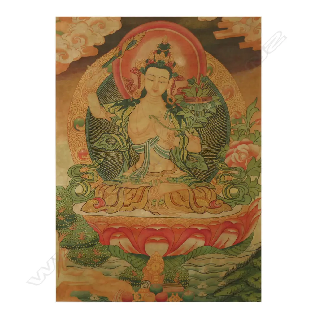A fine machine embroidered Manjushri Thangka, Image 1++