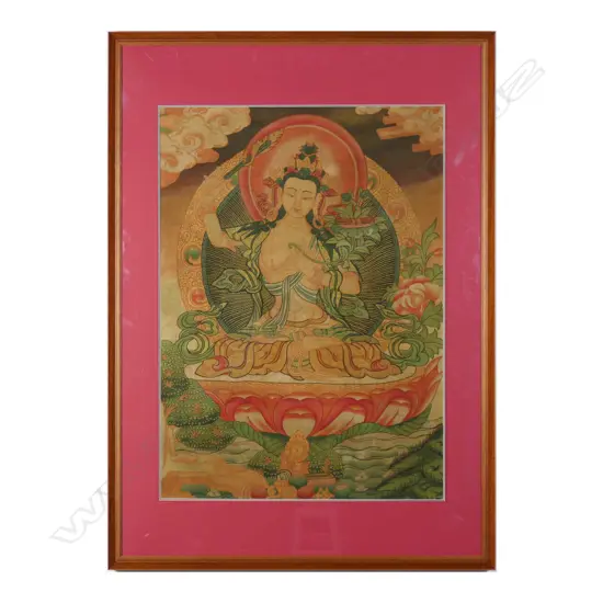 A fine machine embroidered Manjushri Thangka,