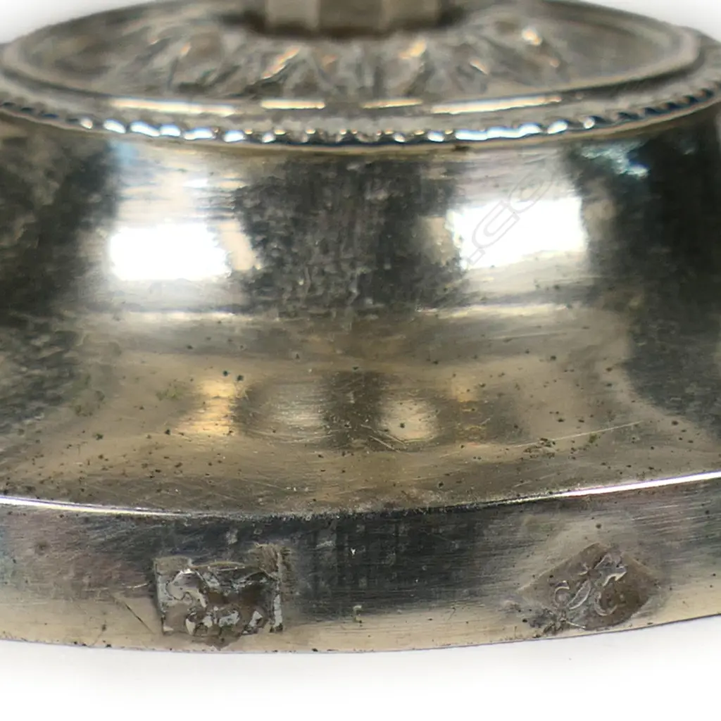 A pair of 19thC Continental silver and glass salts, Image 1++