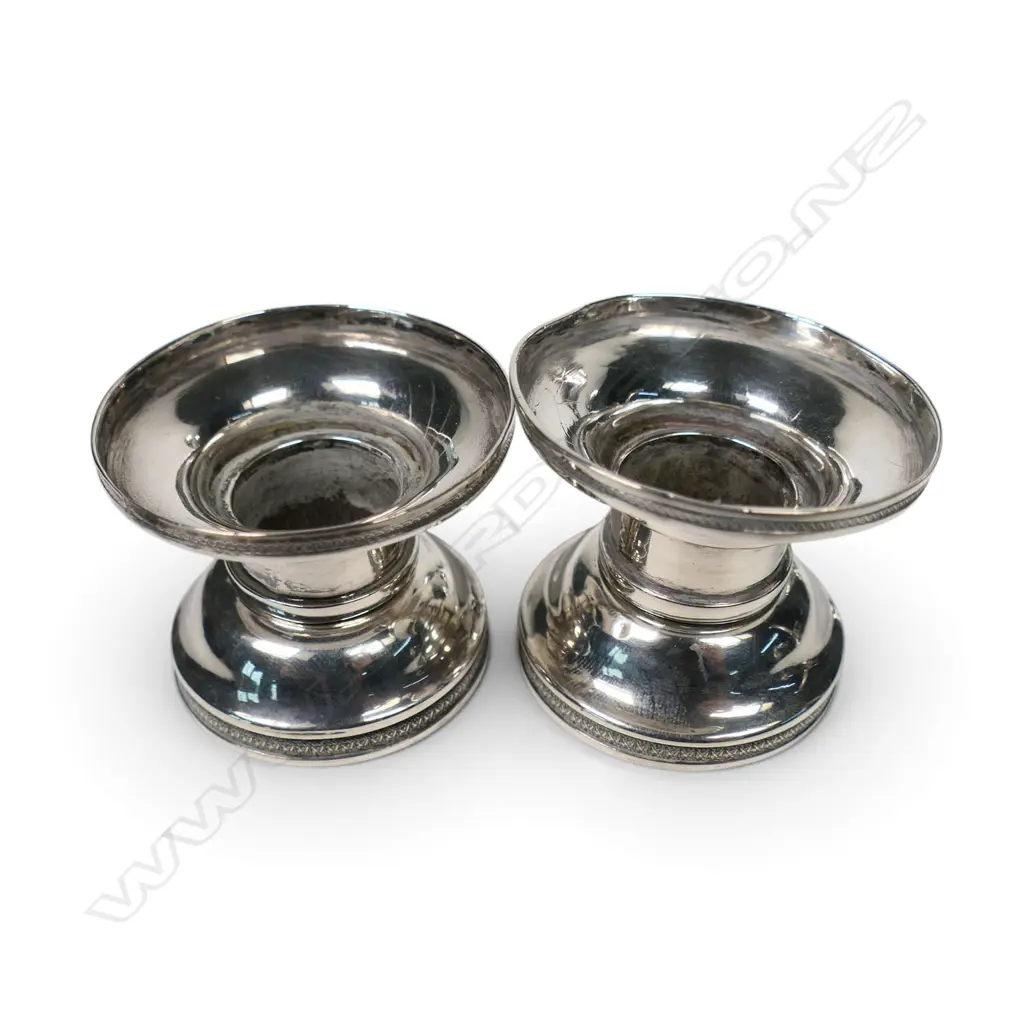 A pair of early 19thC German .800 standard silver candlesticks, Image 1++