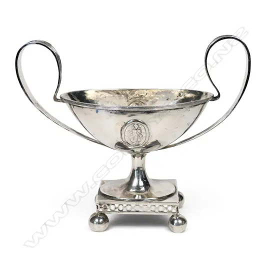 A 19thC German .800 standard silver sugar bowl,