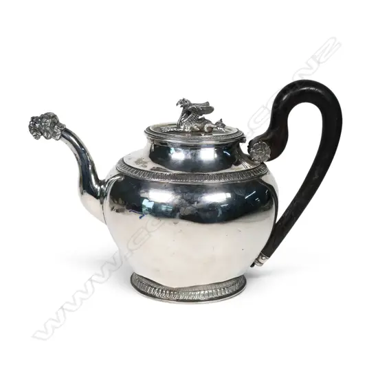 A 19thC Austro-Hungarian .800 standard silver teapot,