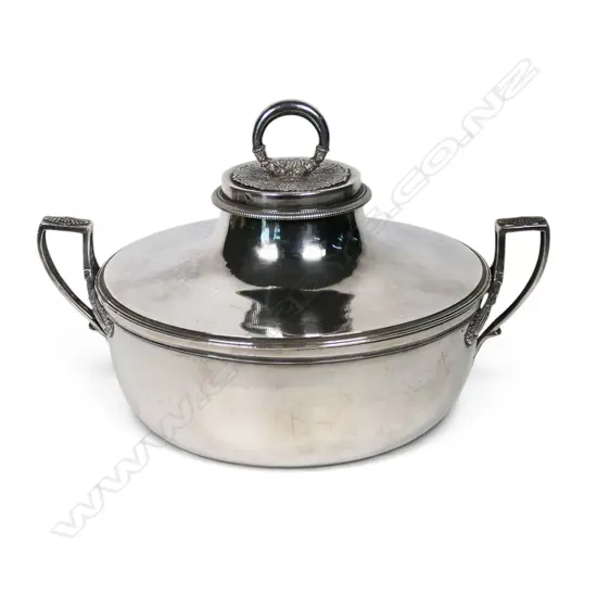 A 19thC French .950 standard silver lidded tureen,