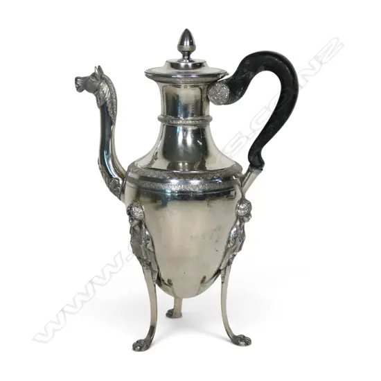A 19thC Italian .834 standard silver coffee pot,