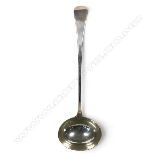 A late George III silver soup ladle,