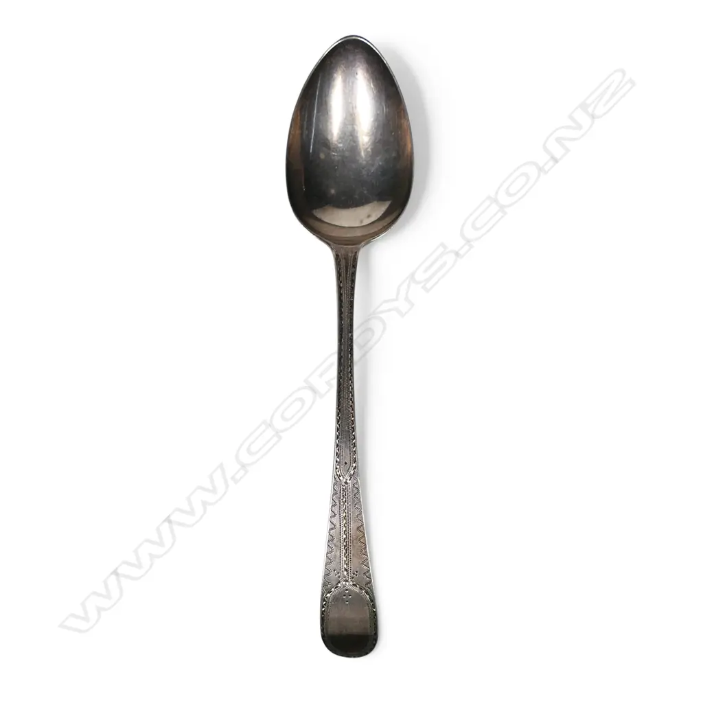 A George III silver bright cut tablespoon, Image 1++