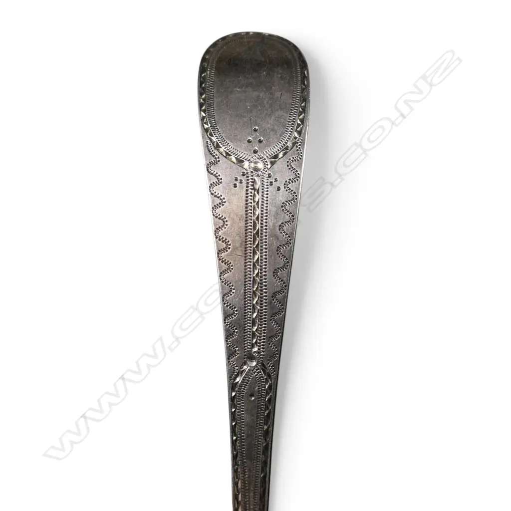 A George III silver bright cut tablespoon, Image 1++