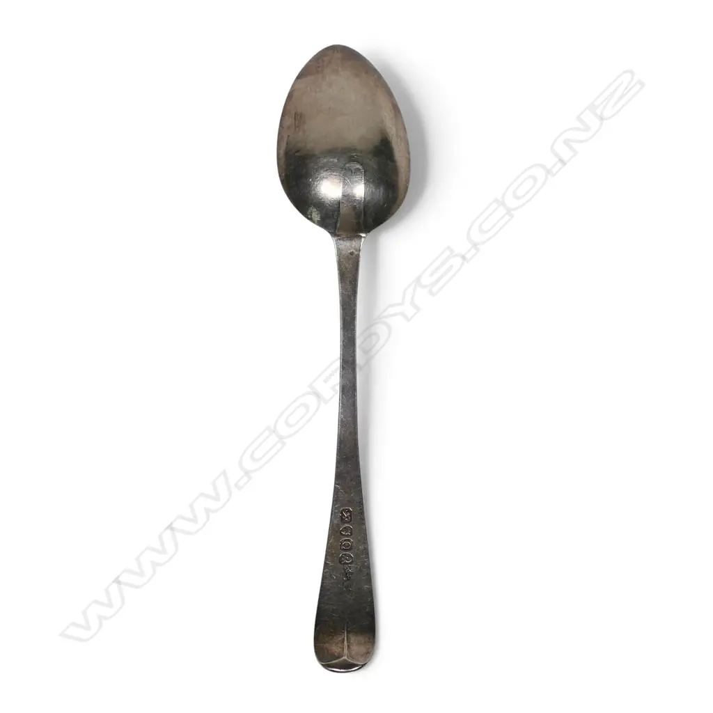 A George III silver bright cut tablespoon, Image 1++