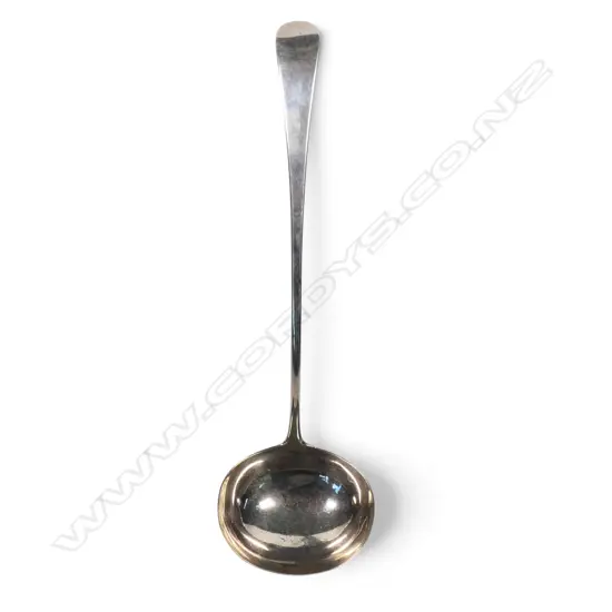 A George III silver soup ladle,