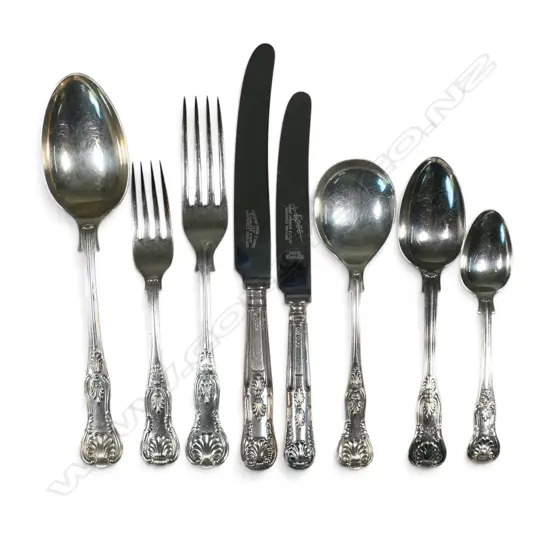 A 19th and 20thC silver King's pattern six place cutlery service,
