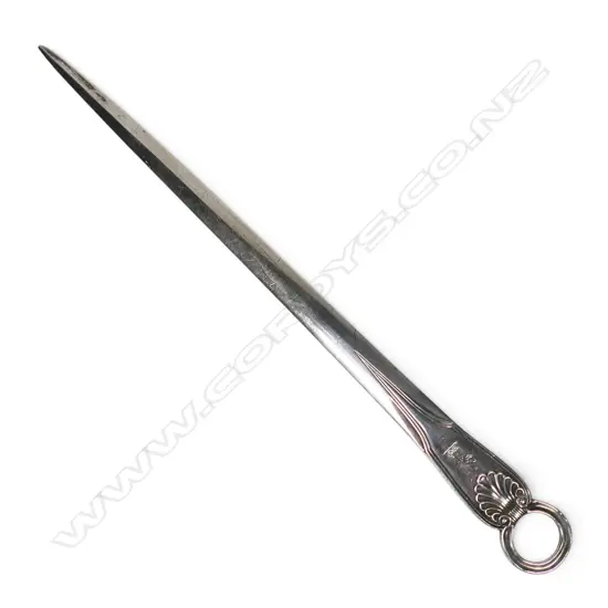 A Victorian silver quality large meat skewer,