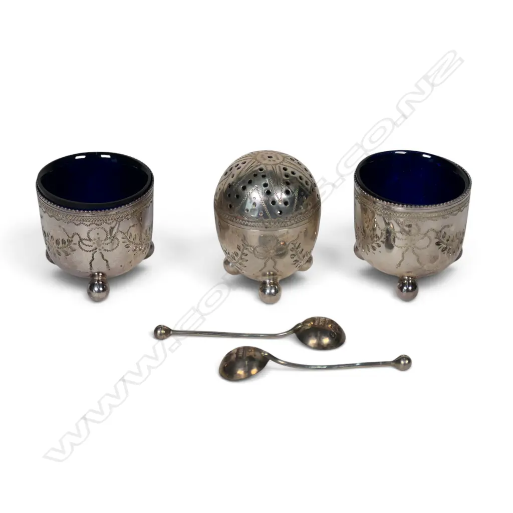 A Victorian silver cased condiment set, Image 1++