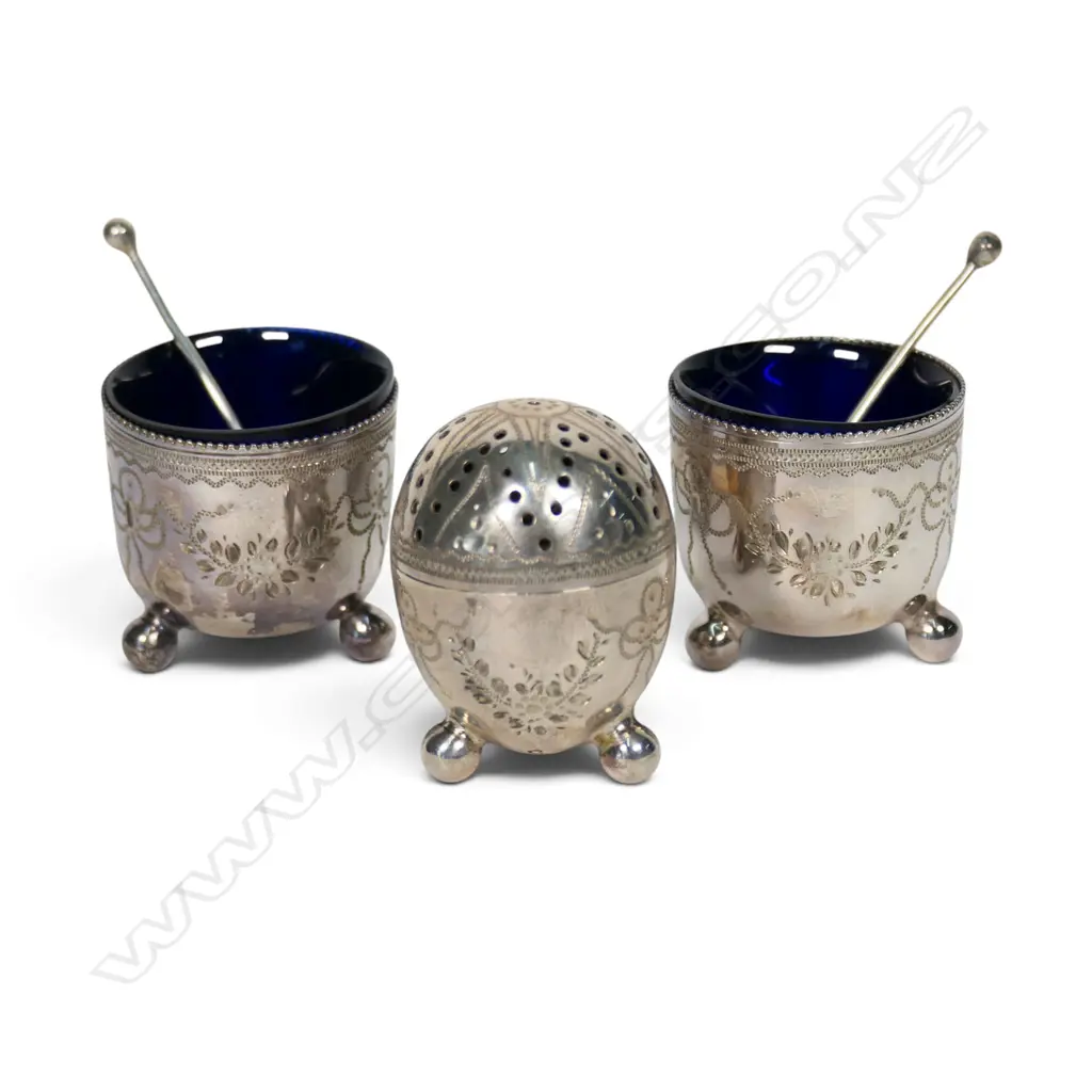 A Victorian silver cased condiment set, Image 1++