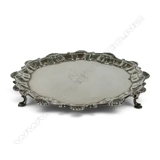 A George II silver waiter,