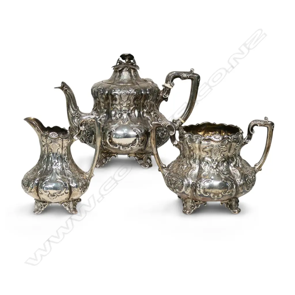 A Victorian fancy silver tea set, Image 1++
