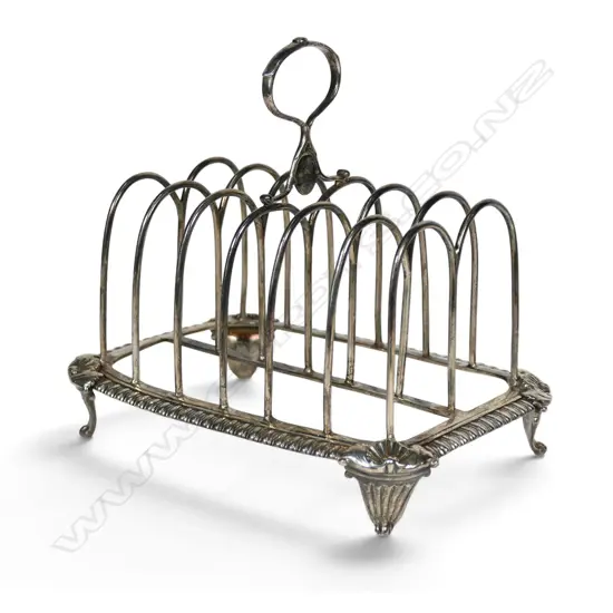 A George III silver toast rack,