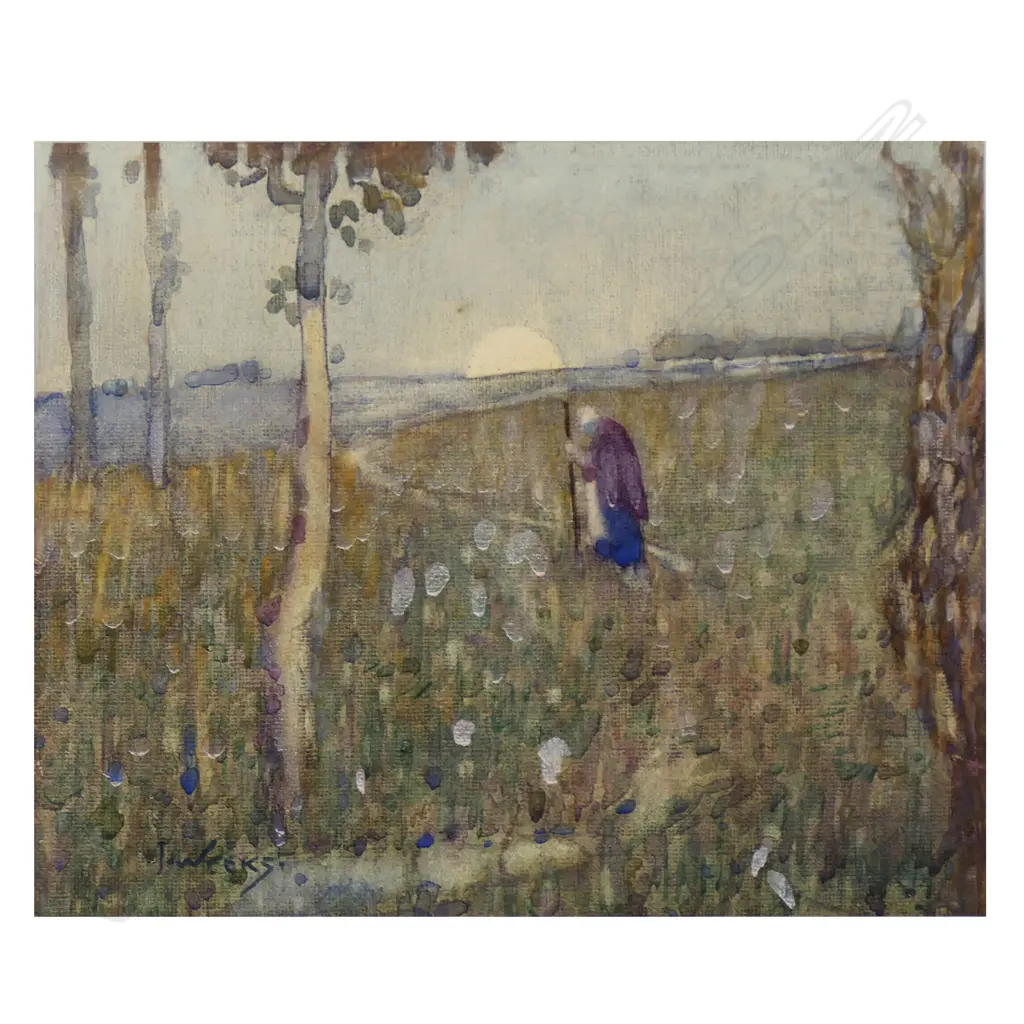 John Weeks (NZ 1888-1965) Untitled (Figure in landscape), Image 1++