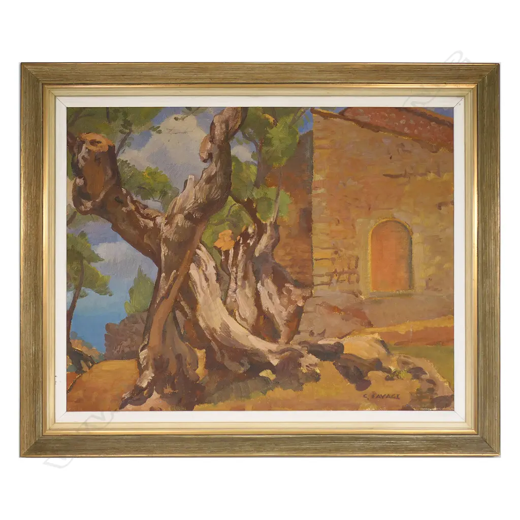 Cedric Savage (NZ 1901-1969) Untitled (Trees and Building), Image 1++