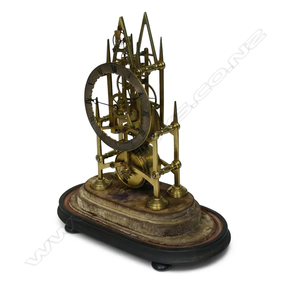 A 19thC brass skeleton clock, Image 1++