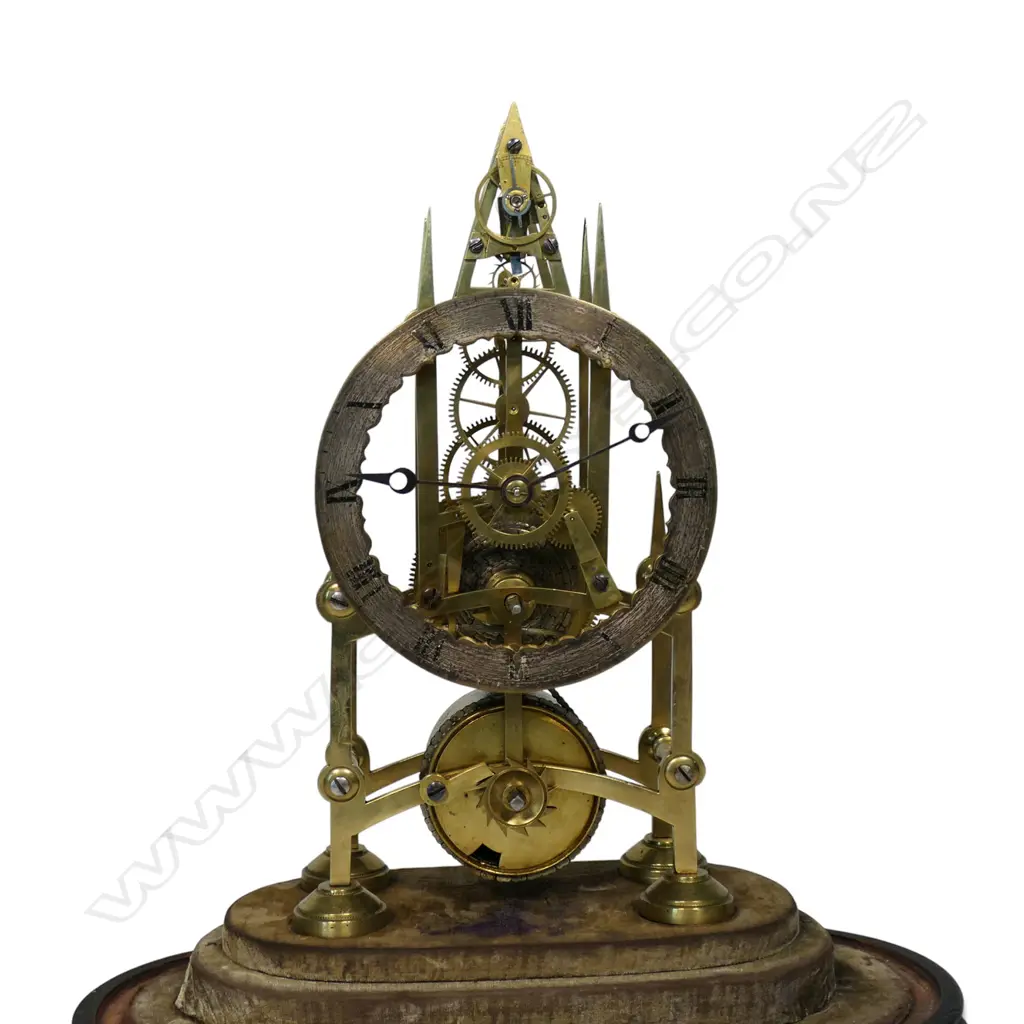 A 19thC brass skeleton clock, Image 1++