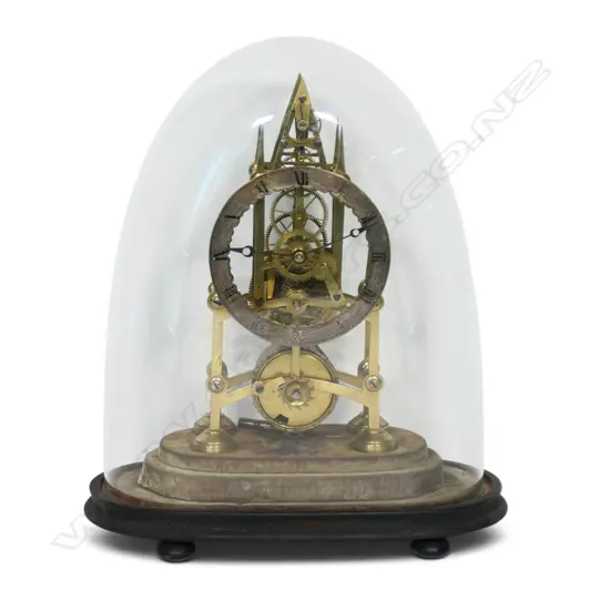 A 19thC brass skeleton clock,