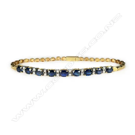 An 18ct gold sapphire and diamond tennis bracelet,