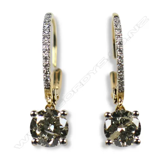 A pair of 18ct gold and diamond drop earrings,