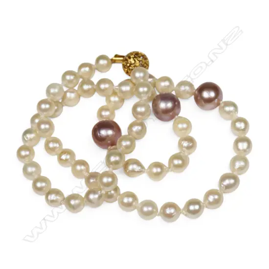 A white and pink cultured freshwater pearl necklace,