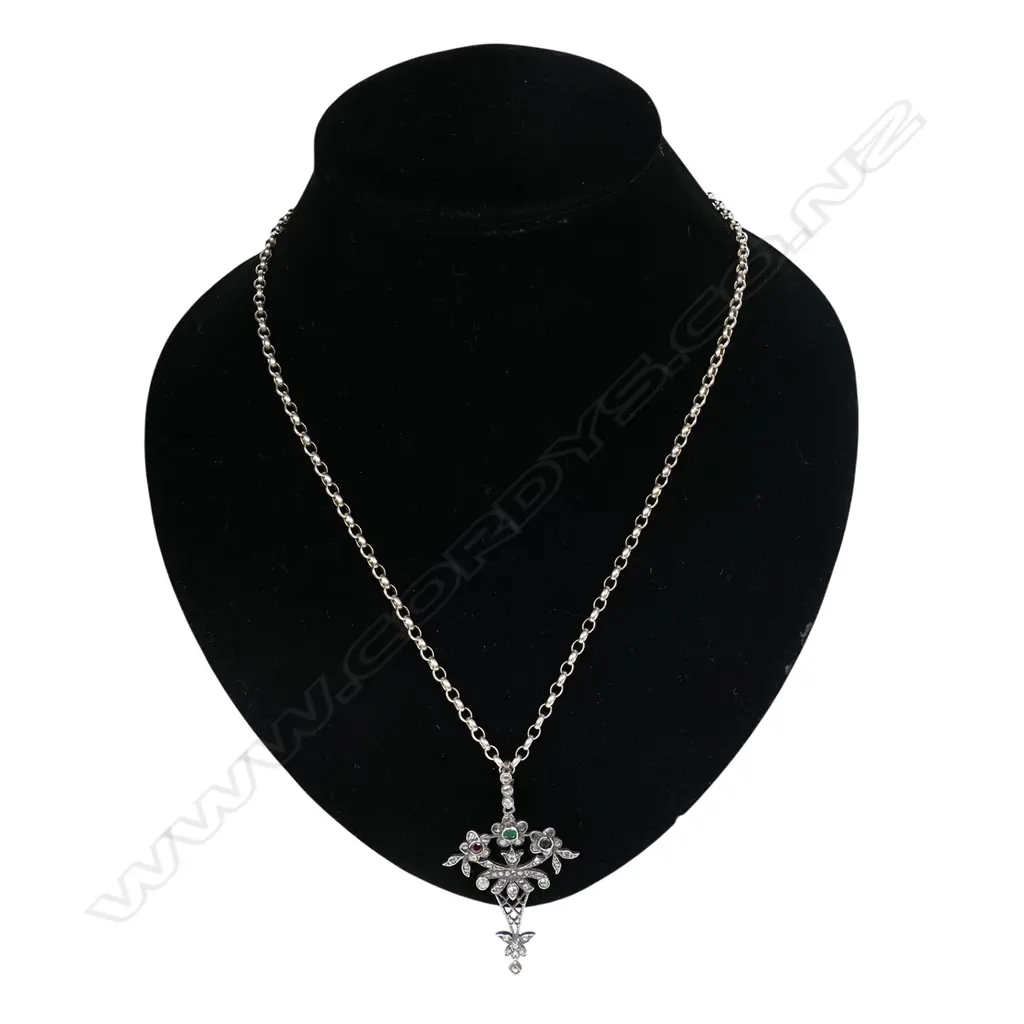 A silver and gold belle époque-style pendant, Image 1++