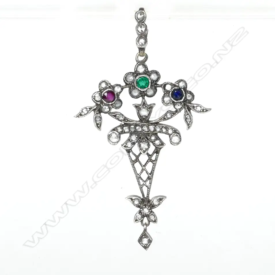 A silver and gold belle époque-style pendant, Image 1++