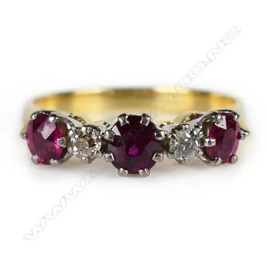 An 18ct ruby and diamond ring,