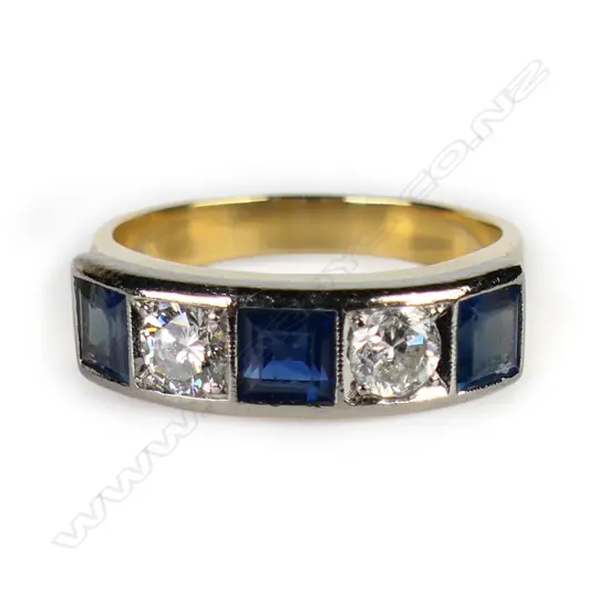 An 18ct gold sapphire and diamond dress ring,