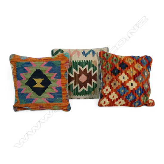 Three hand-woven Kilim cushions,