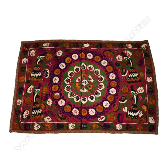 A rare embroidered Suzani panel,