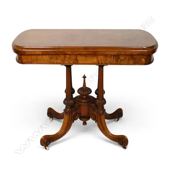 A Victorian burr walnut card table,