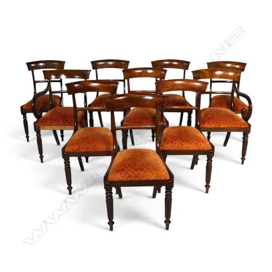 Ten William IV blade back chairs,