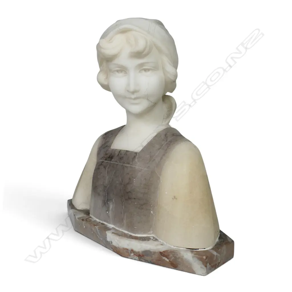 early 1900s marble and alabaster bust after P. Fattorini, Image 1++