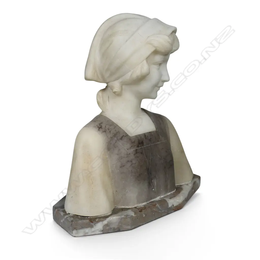 early 1900s marble and alabaster bust after P. Fattorini, Image 1++