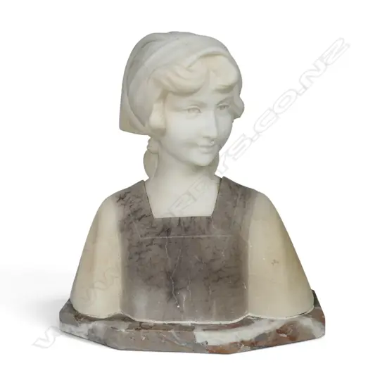 early 1900s marble and alabaster bust after P. Fattorini,