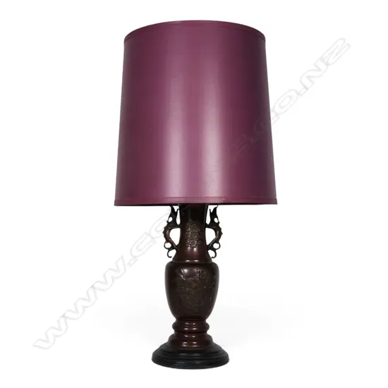 A Japanese bronze table lamp,